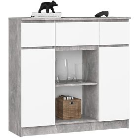 CREDENZA K100 2D 3SZ 1P PK CEMENTO / BIANCO