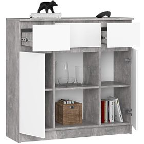 CREDENZA K100 2D 3SZ 1P PK CEMENTO / BIANCO