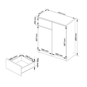 CREDENZA K80 2D 1SZ CLP PK NERO LUCIDO