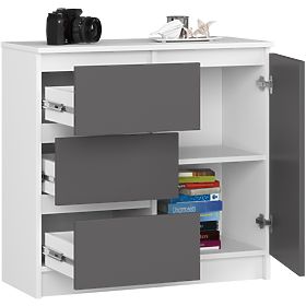 CREDENZA K80 JERRY 1D 3SZ PK BIANCA / GRIGIO GRAFITE