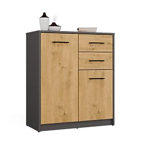 Credenza SIMPLO 2D2S Mobile 2 Cassetti 2 Ante per Soggiorno ANTRACITE ROVERE ARTISAN