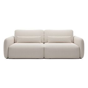 Divano letto Mossa con spazio di archiviazione, forme arrotondate, beige chiaro
