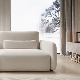 Divano letto Mossa con spazio di archiviazione, forme arrotondate, beige chiaro