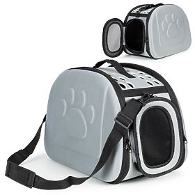 Grande box di trasporto per gatti e cani, borsa da viaggio grigia, PETSI