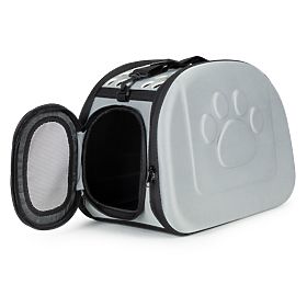 Grande box di trasporto per gatti e cani, borsa da viaggio grigia, PETSI