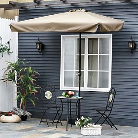 Grande ombrellone da giardino rettangolare inclinato pieghevole con manovella beige 200 x 140 cm, MultiGarden