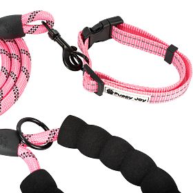 Guinzaglio riflettente e collare per cane PJ-036 Rosa, PuppyJoy