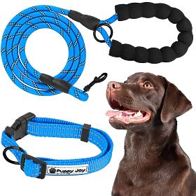 Guinzaglio riflettente e collare per cane PJ-037 blu, PuppyJoy