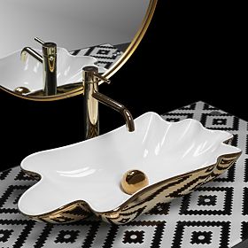 Lavabo REA Sea Infinity Oro/Bianco + Tappo, Rea