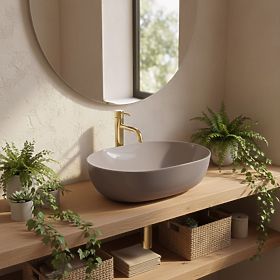 Lavabo senza tempo Rea Lisa Beige Shiny, Rea
