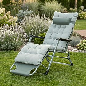 Lettino da giardino 2 in 1 con cuscino e poggiapiedi regolabile grigio MultiGarden, MultiGarden