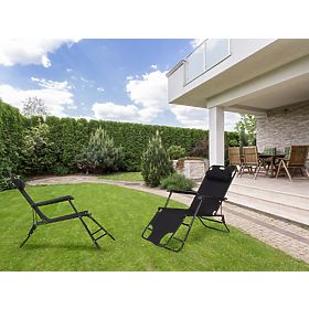 Lettino da giardino con poggiatesta struttura pieghevole nero, MultiGarden