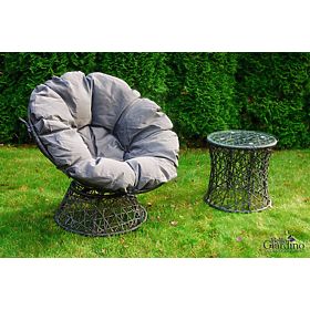 Lettino da giardino in rattan sintetico + tavolino TWIST grigio