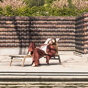 Lettino da giardino Shelly regolabile, in alluminio, beige