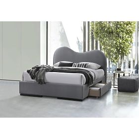 Letto AMBER 160 con cassetti in velluto grigio (3p=1pz), Halmar