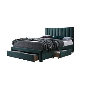 Letto GRACE 140 con cassetti in velluto verde scuro (3p=1pz)