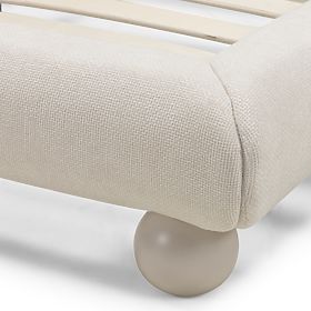 Letto imbottito Booli 140x200 cm, con rete, gambe sferiche, beige chiaro, lectus