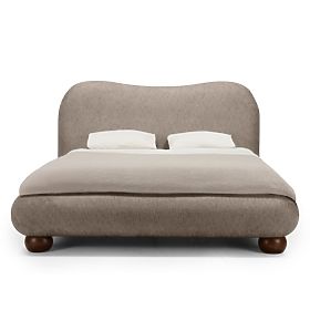 Letto imbottito Bowee 160x200 cm, con rete, grigio, gambe a sfera, lectus