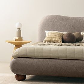 Letto imbottito Bowee 160x200 cm, con rete, grigio, gambe a sfera, lectus