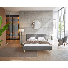 Letto imbottito Kalifornia 140 x 200 cm - grigio scuro, FDM