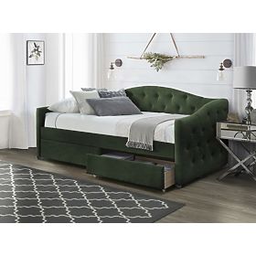 Letto imbottito con cassetti ALOHA 90 x 200 cm - Verde scuro, Halmar