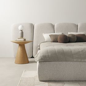 Letto imbottito Fencee 160x200 cm, con rete, arrotondato, beige chiaro, lectus