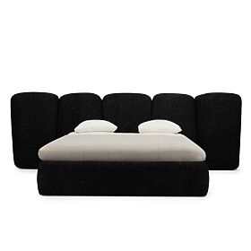 Letto imbottito Fencee 160x200 cm, con rete, arrotondato, nero, lectus