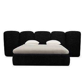 Letto imbottito Fencee 160x200 cm, con rete, arrotondato, nero