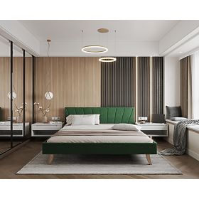 Letto imbottito HEAVEN 160 x 200 cm - Verde, FDM