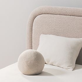 Letto imbottito Ovoid 140x200 cm, con rete e spazio contenitore, arrotondato, beige, lectus