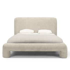 Letto imbottito Rolly 160x200 cm, con rete, arrotondato, grigio chiaro, lectus