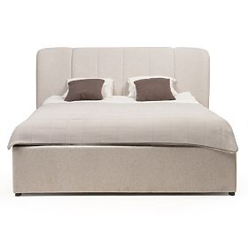 Letto imbottito Snoovia 160x200 cm, con rete e spazio contenitivo, beige chiaro