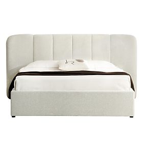 Letto imbottito Snoovia 160x200 cm, con rete e spazio contenitivo, beige chiaro, lectus