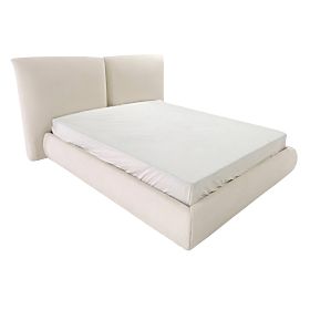 Letto imbottito Yunar 160x200 cm, con rete e spazio di stoccaggio, beige