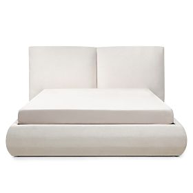 Letto imbottito Yunar 180x200 cm, con rete e spazio contenitore, beige