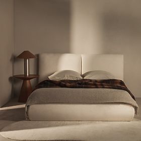 Letto imbottito Yunar 180x200 cm, con rete e spazio contenitore, beige