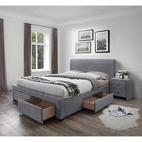 Letto MODENA 3 con cassetti in velluto grigio, Halmar