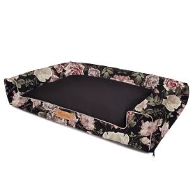 Letto per cani XL - nero con rose