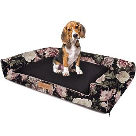 Letto per cani XL - nero con rose