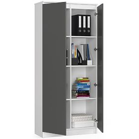 LIBRERIA CHIUSA R80 2D 8P CLP BIANCA / GRIGIA