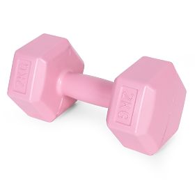 Manubri esagonali set 2x2 kg pesi per fitness rosa ModernHome