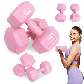 Manubri esagonali set 2x4 kg pesi per fitness rosa ModernHome