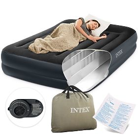 Materasso gonfiabile letto 203x152 cm pompa integrata + borsa INTEX 64124