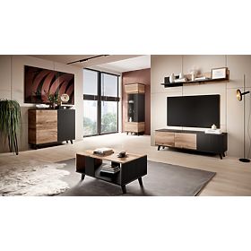 Mensola da Parete RANDOM P-1 - Rovere Wotan/Nero, Halmar