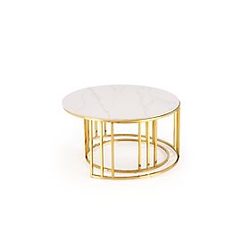 MERCURY 3 set di 2 panche, set di 2 panche, colore: marmo bianco / oro (2p=1pz), Halmar