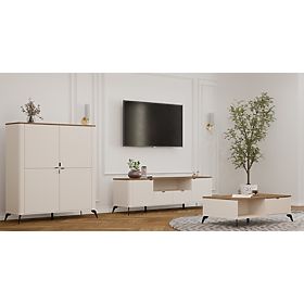 Mobile TV CORDOBA 2S2S Beige Cashmere Rovere Castello Mobile TV 2 Cassetti