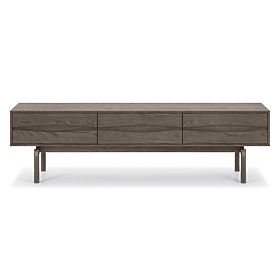 Mobile TV Quadri con cassetti, legno massello di rovere, impiallacciatura, marrone espresso, lectus