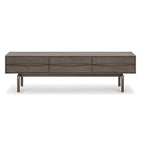 Mobile TV Quadri con cassetti, legno massello di rovere, impiallacciatura, marrone espresso