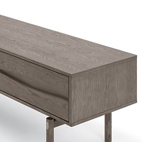 Mobile TV Quadri con cassetti, legno massello di rovere, impiallacciatura, marrone espresso, lectus