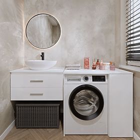 Mobiletto da Bagno per Lavatrice con Ante POLA NP 1D BIANCO 2 Ripiani